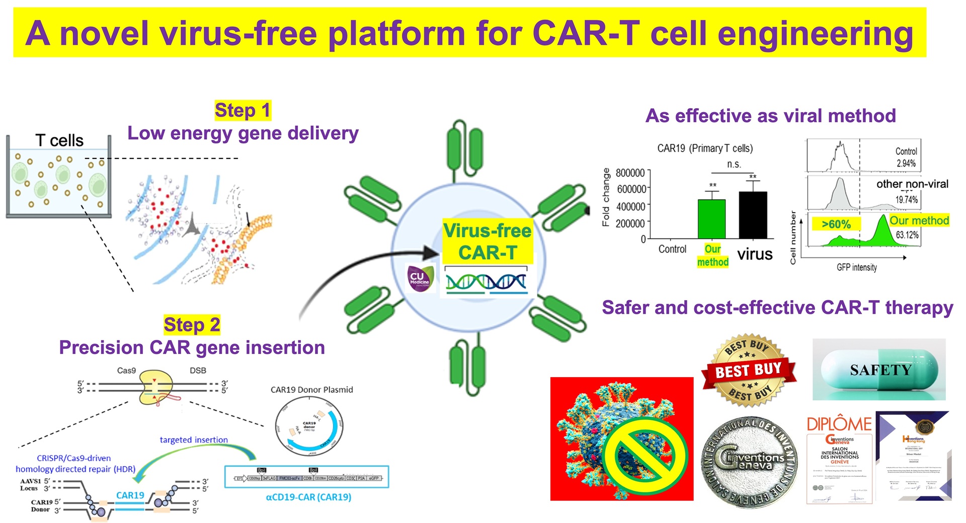 一種用於 CAR-T 細胞工程的新型無病毒平台